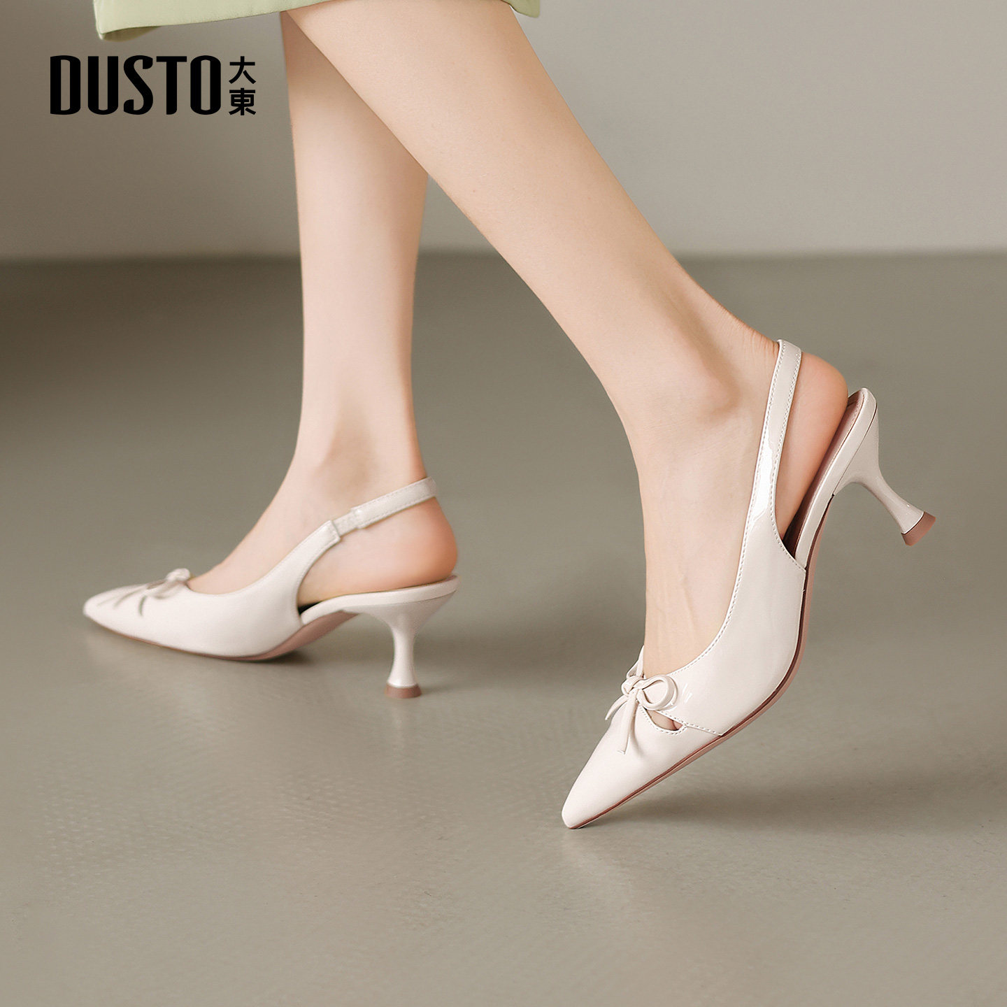 Dadong official Baotou sandals for women 2026 new summer, beautiful and not tired feet, small high heels, French nude shoes