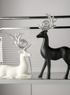 轻奢高档梅花鹿摆件家居客厅酒柜电视柜装饰品玄关桌面摆设礼物