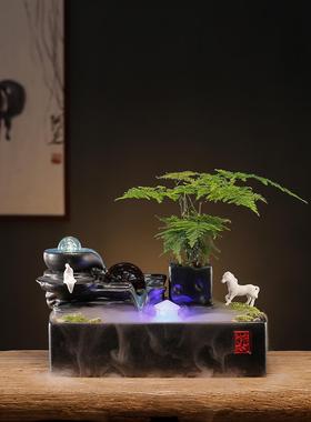 流水摆件循环水生财水车喷泉客厅办公室装饰风水轮水晶球开业礼品