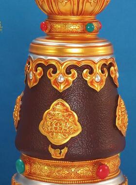 手摇转金筒底座大号树脂莲花座摆件转轮底座招财箭转金桶转筒底座