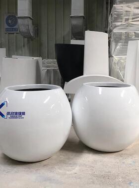 商场玻璃钢花盆组合圆形球形户外花坛花钵装饰花器落地美陈大花盆