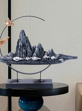 假山水新中式家居客厅书房电视酒柜小摆件茶办公室禅意装饰工王金