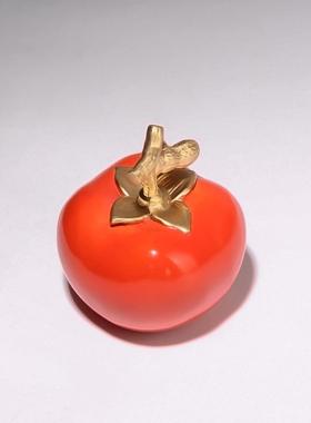 《好事发生》铜摆件客厅柿子新中式新房乔迁礼物玄关酒柜装饰礼品