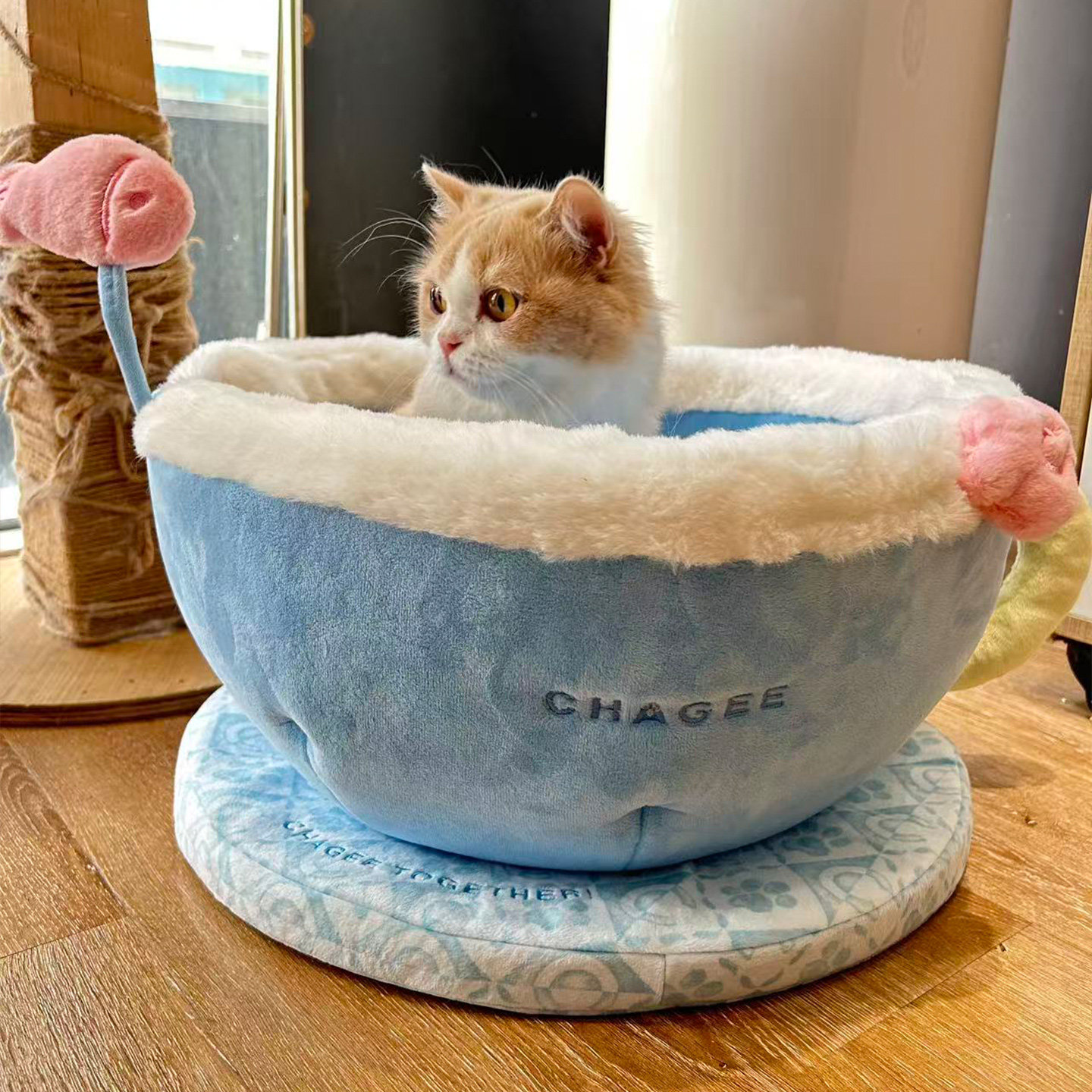 霸王茶姬猫窝限定周边毛绒茶杯萌宠窝zeze联名猫窝四季通用猫别墅,淘宝优惠券,粉丝福利购,淘宝优惠卷