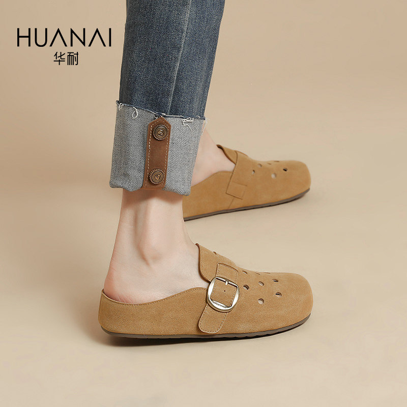 平底包头半拖鞋女鞋夏季洞洞鞋2025新款外穿舒适复古勃肯鞋女软底,淘宝优惠券,粉丝福利购,淘宝优惠卷