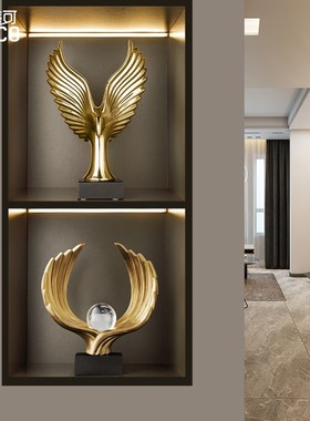 轻奢酒柜装饰品摆件客厅高端大气上档次办公室电视玄关柜工艺品