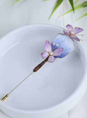 木池秋夏【灵羽幽芳】新款手工非遗缠丝绒花胸针旗袍新中式饰品