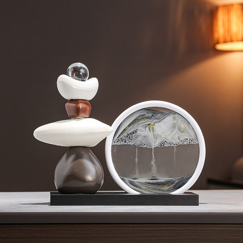 时来运转流沙画摆件客厅电视柜酒柜玄关轻奢高档办公室好运装饰品 - 图1