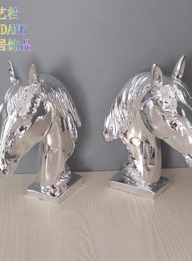 新款树脂工书艺品品马头书靠件电度摆办公室档YD-B67房家具饰精致