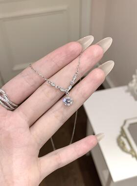 s999足银闪耀轻奢锆石项链女小众优雅感百搭ins风纯银锁骨链