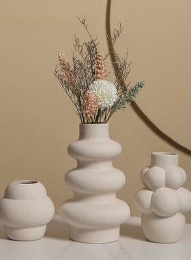 灰色泡泡花装饰北欧陶瓷干花花家居装饰玄关摆件道具客厅插花