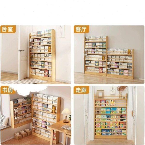 薄走廊实木书架 儿童置物架 阅读书收纳架落地壁挂墙上展示架子,淘宝优惠券,粉丝福利购,淘宝优惠卷