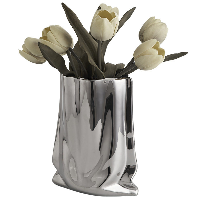现代简约电镀银花瓶摆件乔迁之喜装饰新家布置客厅插花花瓶设计感,淘宝优惠券,粉丝福利购,淘宝优惠卷