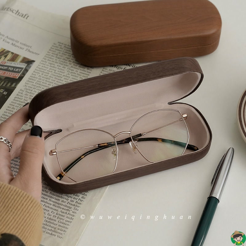 复古仿木纹小众日系少女高级简约文艺便携式 眼镜盒墨镜收纳盒,淘宝优惠券,粉丝福利购,淘宝优惠卷