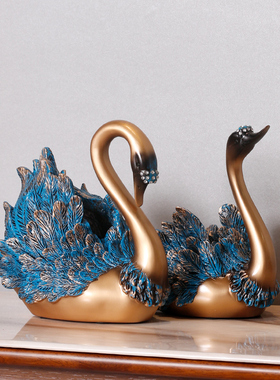 结婚礼物送礼实用摆件创意订婚庆酒柜客厅天鹅家居装饰品花艺花瓶