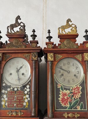 极速民俗老物件北极n星马头钟座钟老钟表机械钟表复古怀旧装修装