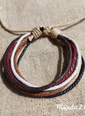 极速Handmade#嬉皮风格手工手錬波西米亚手环欧美民Y族配饰摇滚嘻