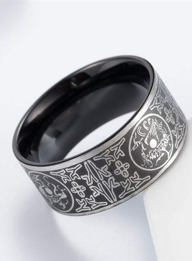 极速Retro titanium steel mens divine beast ring fourX square