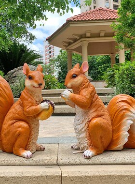 极速花园林动物雕塑仿真发光松鼠摆件售楼部M别墅庭院草坪装饰景