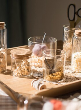 极速掬涵软木塞高硼玻璃瓶装饰摆件微G景观玻璃罐收纳杂货干花标