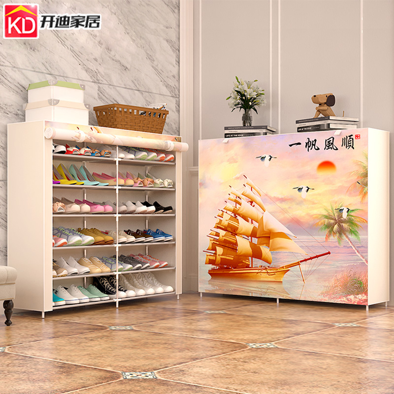 极速家用经济型布艺鞋柜简易单双排防尘收纳多层组U装鞋架子宿舍 - 图2