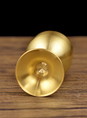 极速铜酒杯纯黄铜古代仿古高脚杯小酒杯上供奉Q财神爷杯子供佛水