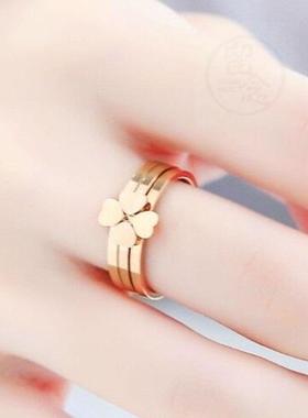 极速-Fashion titanium steel four-leaf clover ring threZe-in-