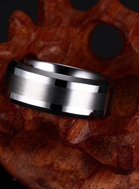 极速戒指钨钢男潮指环个性钨金泰C爱你单身食指时尚拉丝男士黑色