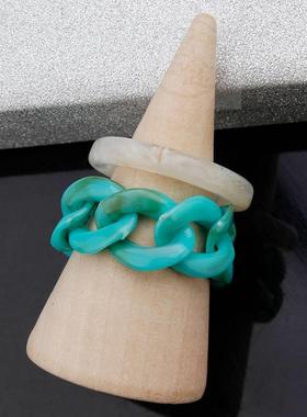 极速-21 new ins style personality chain ring Pring set fashi