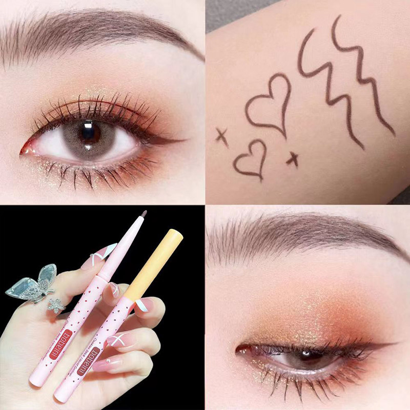 眼线胶笔顺滑持久不易晕染防水防汗不易掉色新手卧蚕眼线笔二合一