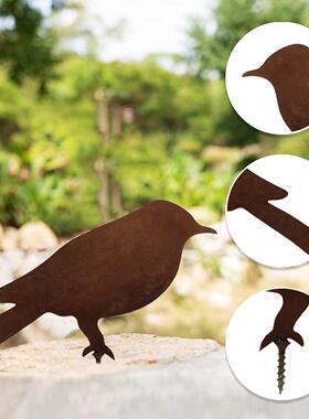 跨境金属生锈小鸟做旧复古装饰小鸟四只装户外庭院园艺小鸟