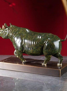 朱炳仁铜办公室内家居创意风水牛摆件商务送礼装饰品勇往直前犀牛