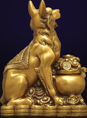 黄铜狗摆件十二生肖狗 家居电视柜装饰工艺品旺财狗铜礼品