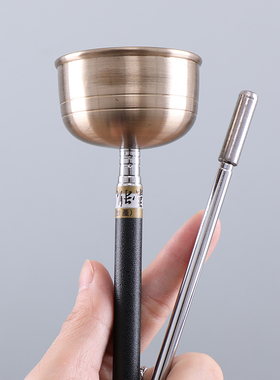 引磬法器 台湾博能堂 纯铜老式助念伸缩引庆木柄引罄直柄铜罄音钵