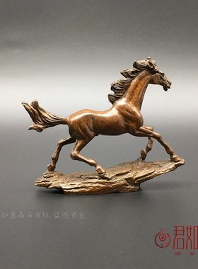 实心铜马到成功小摆件实心铜生肖骏马奔马站立铜马迷你小马香插