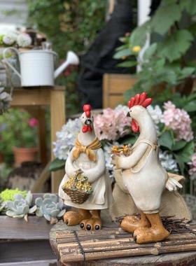 花园装饰庭院创意动物仿真鸡复古摆件园艺杂货民宿院子阳台布置