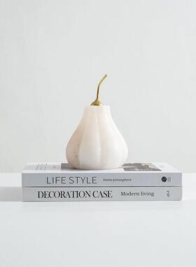 东来家居创意天然云石南瓜摆件客厅轻奢高档装饰品样板间书房软装