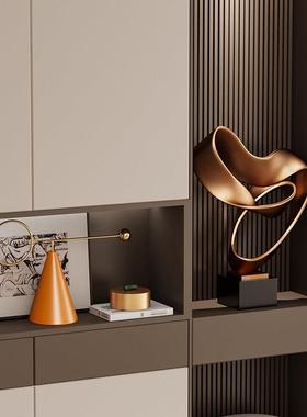 现代轻奢高级感入户屏风玄关柜摆件客厅样板房酒店抽象艺术装饰品