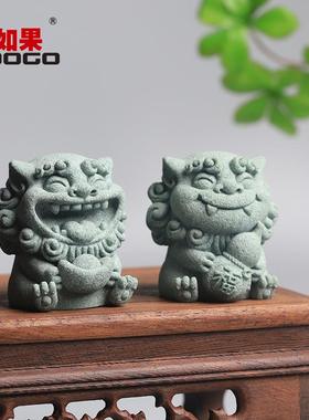 国潮风狮爷桌面装饰吉祥物摆件创意款茶宠微景观盆景鱼缸造景摆设