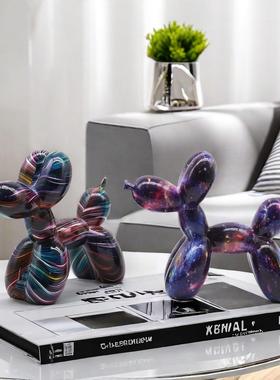 跨境创意水转印涂鸦气球狗摆件家居软装书房酒柜电视柜装饰品