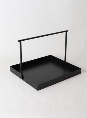 新中式方形铁艺托盘书卷组合摆件样板房展厅会所茶几茶室软装饰品