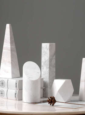 天然大理石桌面摆件黑色书房石材摆放艺术几何体圆球