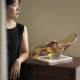 Amber gilded / heavyweight crystal glass fruit tray storage tray creative fruit basket can be mixed