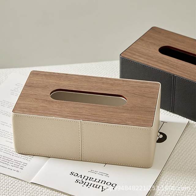 Walnut light luxury tissue box living room high-end storage box home bathroom creative paper draw