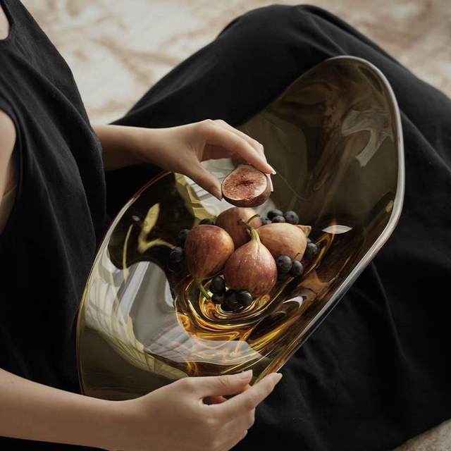 Amber gilded / heavyweight crystal glass fruit tray storage tray creative fruit basket can be mixed