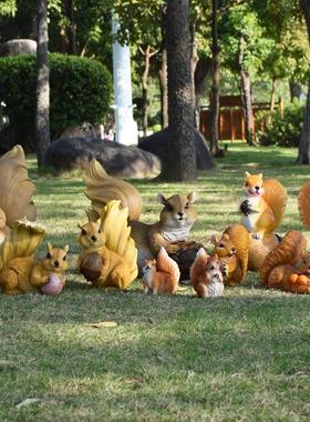 树脂仿真松鼠摆件别墅花园庭院装饰户外动物挂饰园林景观雕塑小品