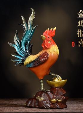 新中式创意金鸡独立公鸡装饰品摆件家居客厅玄关办公室树脂工艺品