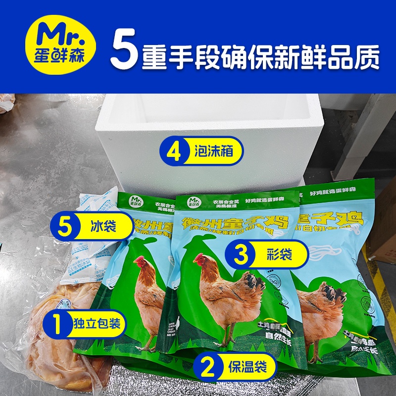 蛋鲜森徽州金奖童子鸡3只装净膛新鲜现杀清蒸白切鸡