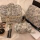 Japanese tea break jungle makeup bag for women portable large capacity cute flower travel storage bag toilet bag box