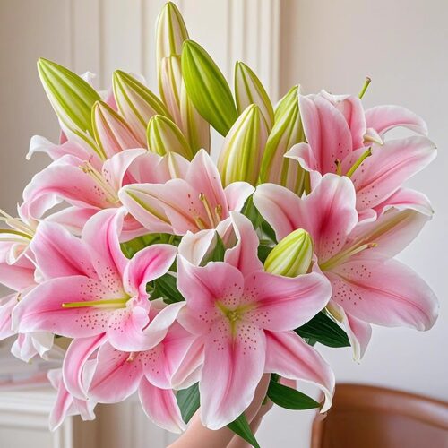 直播中国香水百合花鲜花高端花卉云南基地直发水培重瓣花束插花 - 图0